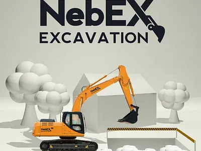 NEBEX EXCAVATION - logo + social media branding bulldozer excavation graphic design logo