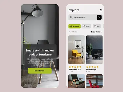 Furniture Store Mobile App UI Design... icon logo typography ui