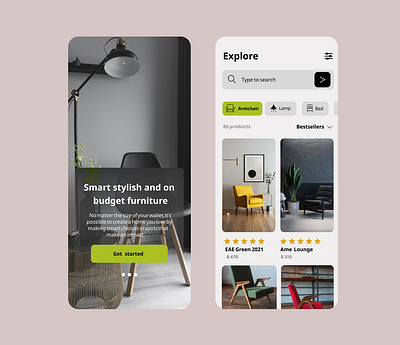 Furniture Store Mobile App UI Design... icon logo typography ui