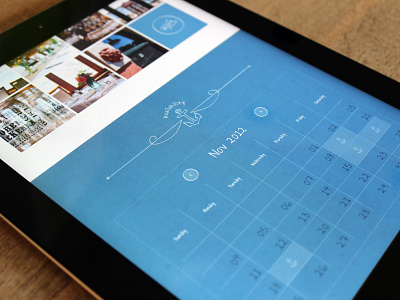 Waterfront - Calendar anchor availability booking calendar catering elegant seagulls hand drawn ipad restaurant ui ux venue web website wedding