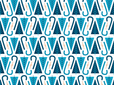 just some trees and candy... blue candy cane holiday orange pattern trees