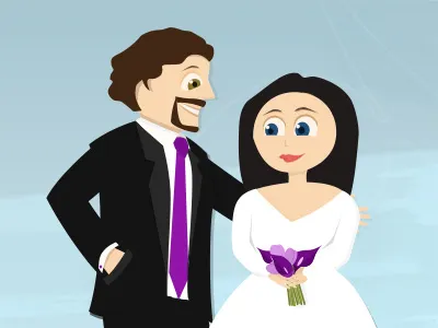 Our wedding invitation characters illustration invitation vector wedding