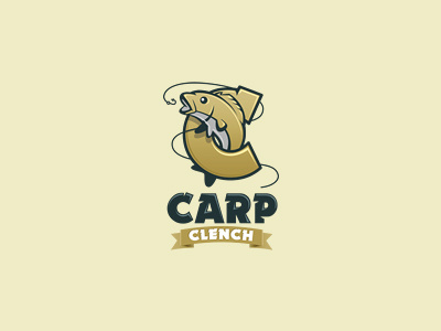 Carp Clench c carp clench design fish fishing gold hook logo spinning water