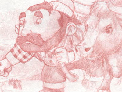 Bunyansketch character giant legend ox paul bunyan pencil sketch