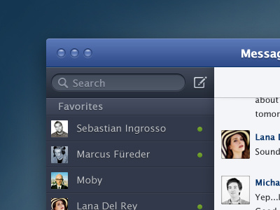 Facebook messages app facebook lana del rey messages os x social ui ux