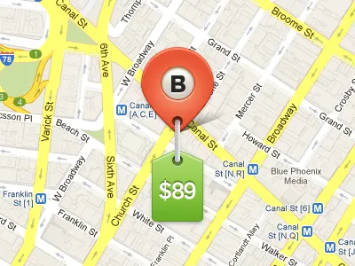 Pin Detail map orange pin price tag