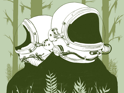 Prospect Poster astronaut design forest green illustration poster scifi screenprint space woods