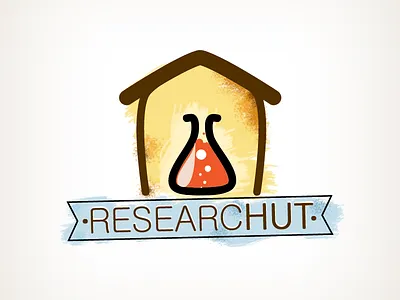 Researchut Logo chemical flask hut identity illustration lab logo research testube