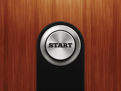 Metal Arcade-Style Push Button app arcade button game metal polished retro steel ui vintage wood