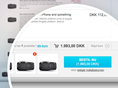 Fixed-footer w. basket basket e commerce footer shop tooltip