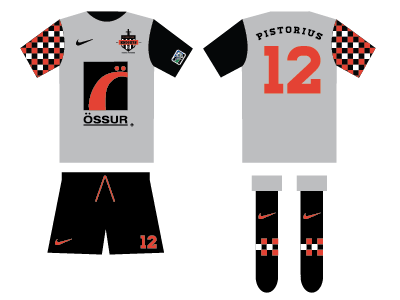 PK Jerseys amputee black checkerboard gray jerseys mls nike oscar pistorius ossur ride shorts soccer socks white