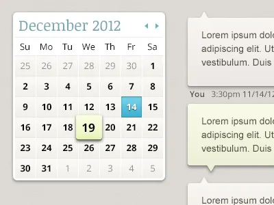 Calendar & Chat calendar chat chat bubbles clean design ui ui design ui kit