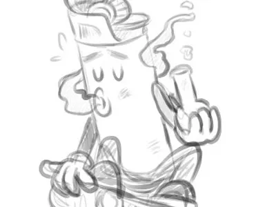 Smoking skating stoned lighter WIP cartoon character design illustration