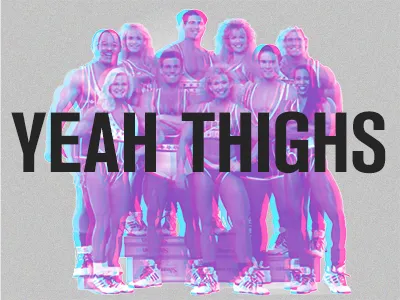 American Gladiators 5000 80s funny graphic design thighs wrestling