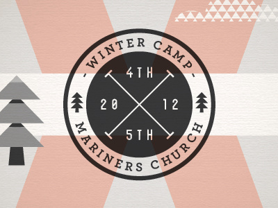 Winter Camp branding camp clouds identity logo stamp tree triangles winter