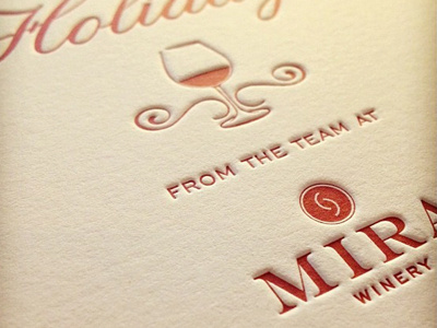 Mira Winery cardstock christmas cards design graphic letterpress packaging printing red wine winery