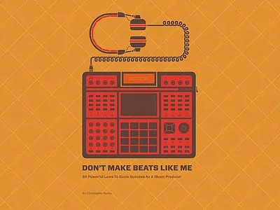 Don't Make Beats Like Me (book cover design) 2d illustrations akai book cover colorcubic drum machine graphic design headphones helix cord illustrations kaoss pad mpc music producer tiled pattern