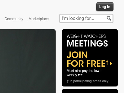 Weight Watchers - Visitor Site - Homepage Login/Search frontend homepage weight watchers