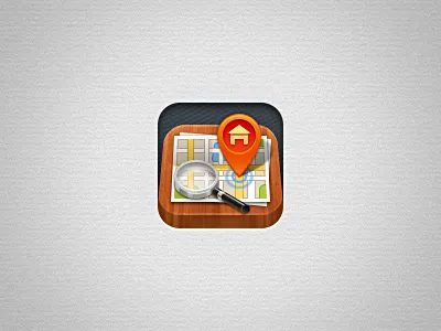 Real Estate Icon house icon ios magnifier map pin real estate wooden