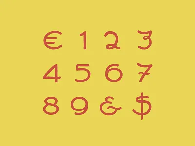 Glyphs of New Font ampersand dollar euro font numbers