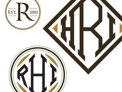 RHI Monograms decorative enclosure h i ligature logo mark monogram monograms r rhi seal type typography