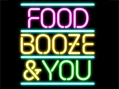 Food Booze & You neon