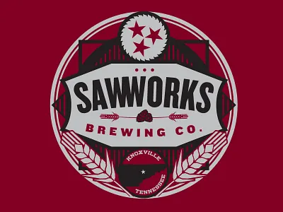 Saw Works Brewery 2color screenprinting shirtdesign vector