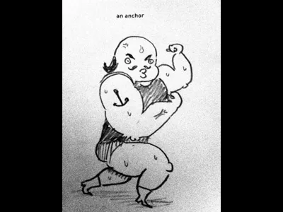 An Anchor drawing funny illustration strong man