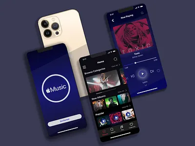 Music App UI Design with Mockup... branding logo mockup ui