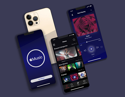 Music App UI Design with Mockup... branding logo mockup ui