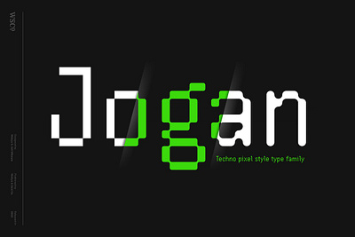 Jogan Techno Pixel Style Type 8 bit arcade contemporary font futuristic game font hi tech jogan techno pixel style type mono pixel rounded sans serif sans serif soft technology typeface