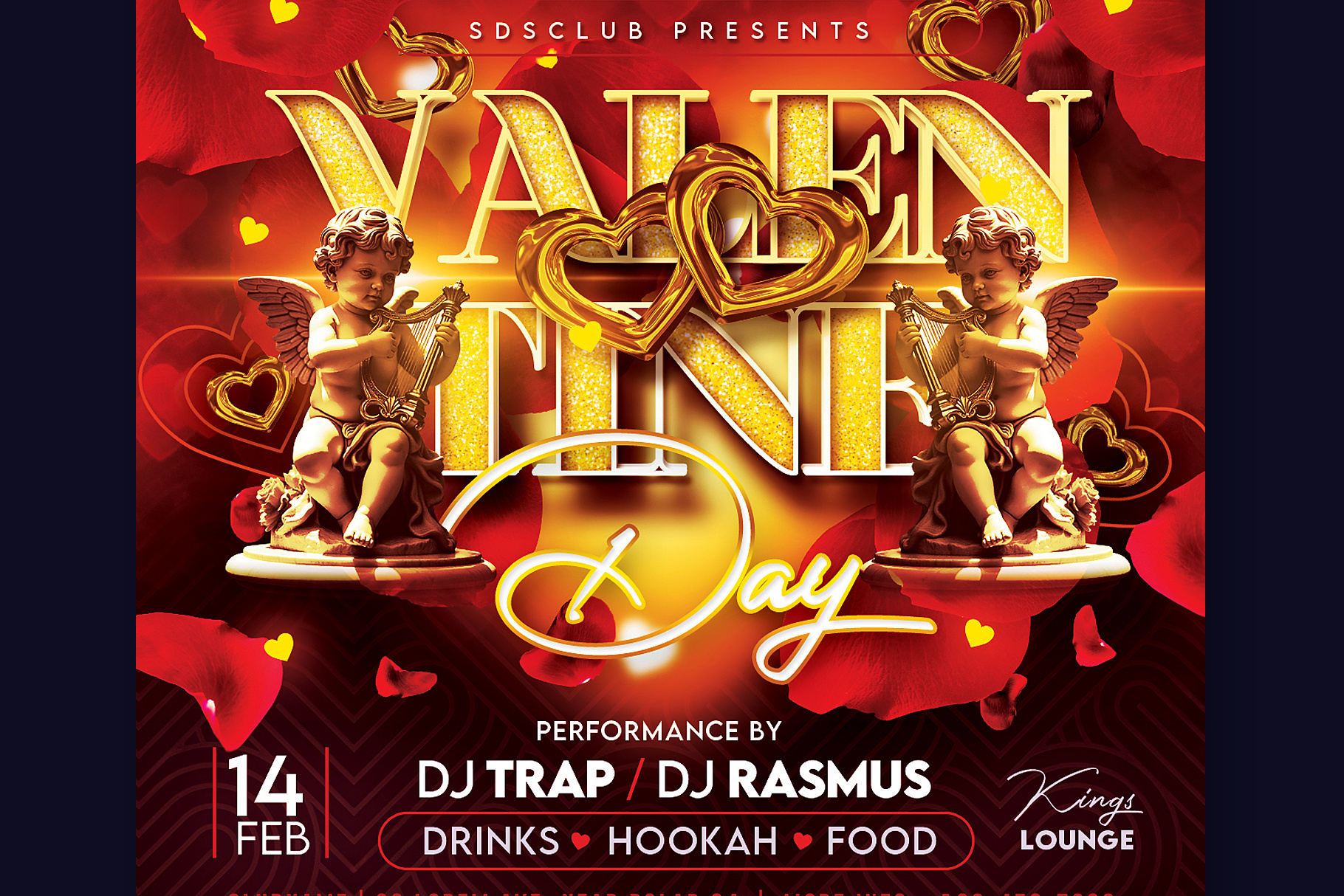 Valentine's Day Flyer Template advertisement branding canva template cupid love download flyer flyer template free downloads free psd graphic design illustration layout love affair nightclub flyer poster psd flyer rose petals satgur flyers typography valentines day vday flyer