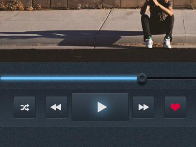 Player Controls bar blue button controls glow itunes love music next pause play player previous random status stop texture ui ux