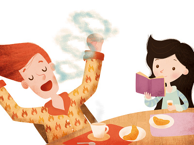 "Figli, tutti diversi, tutti speciali" - tav.2 Breakfast time! breakfast digital illustration family