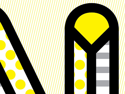 N fat stroke polka dot stripe vector yellow