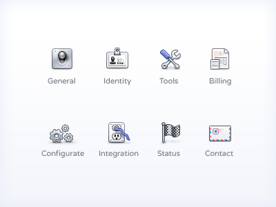 Icons for Tally 32x32 billing cog configurate contact detailed icon envelope gear icons identity preferences status tally tools