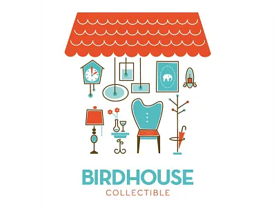 Birdhouse Interior Design & Collectible branding chair clock icons identity illustration lamp logo