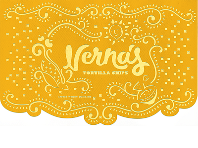 Verna's Chips (final) food packaging hand lettering illustration lettering logo papel picado paper cutting typography