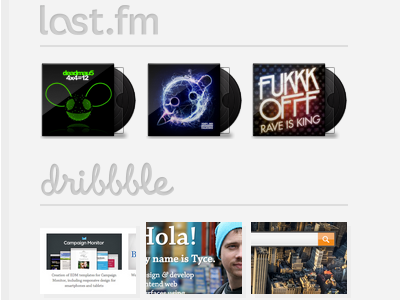 Portfolio Sidebar css3 dribbble feed last.fm overlay