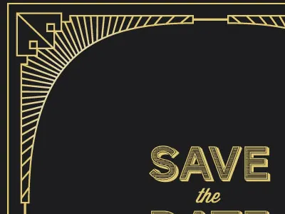 Speakeasy event, save the date art deco invitations lines ornaments