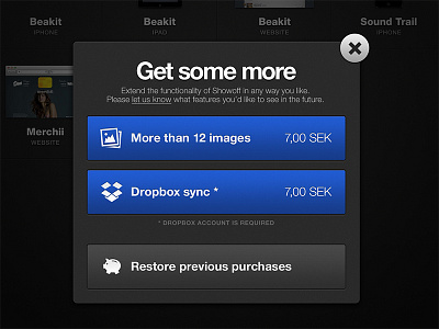 Showoff In-app purchases app button ipad purchase
