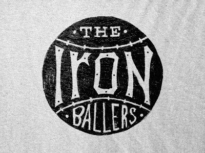 The Iron Ballers ball baseball black black and white hand lettering lettering logo simple texture typography white