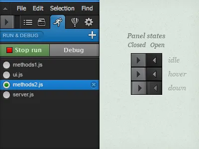 Testing a State Toggle Switch buttons cloud9ide hide panel reveal run switch toggle