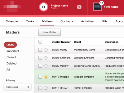 Matters list list management ui