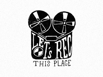 Let's Rec This Place black and white hand lettering lettering recorder sketch typography