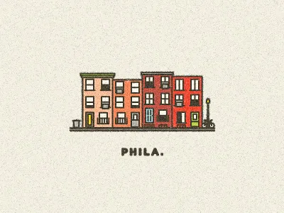 Phila. adam trageser bike buildings city classic flat grain home house houses illustration jawn landscape line pa pennsylvania phila philadelphia philly phl row rowhome simple small stroke style texture type vector