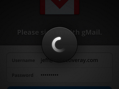 Signing In... iPhone UI collective ray dark interface ios iphone loading login nobanding retina signin spinner ui