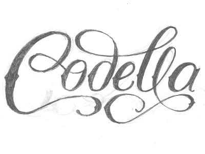 Codella flourish lettering name pencil script sketch