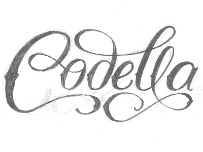 Codella flourish lettering name pencil script sketch