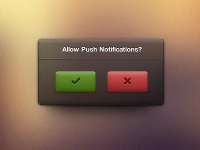 Push Notification UI cross design free freebie gui interface no notification photoshop psd push resource tick ui user ux vector yes